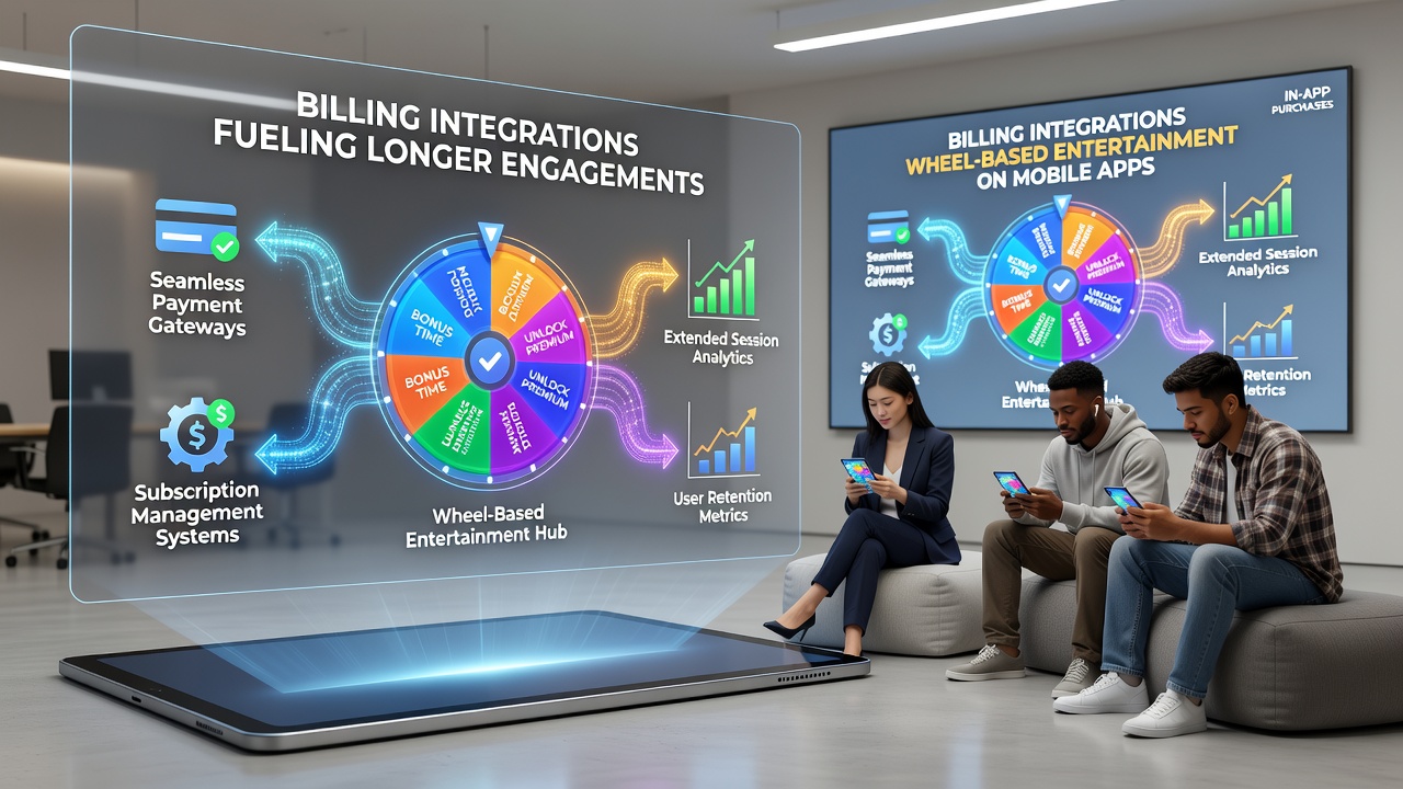 User engaging with wheel game on smartphone after completing in-app payment