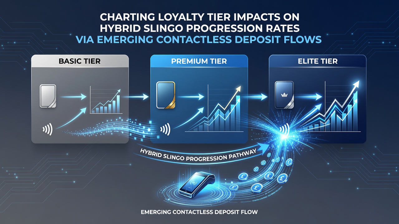 Infographic illustrating contactless deposit flows affecting slingo tier progression metrics