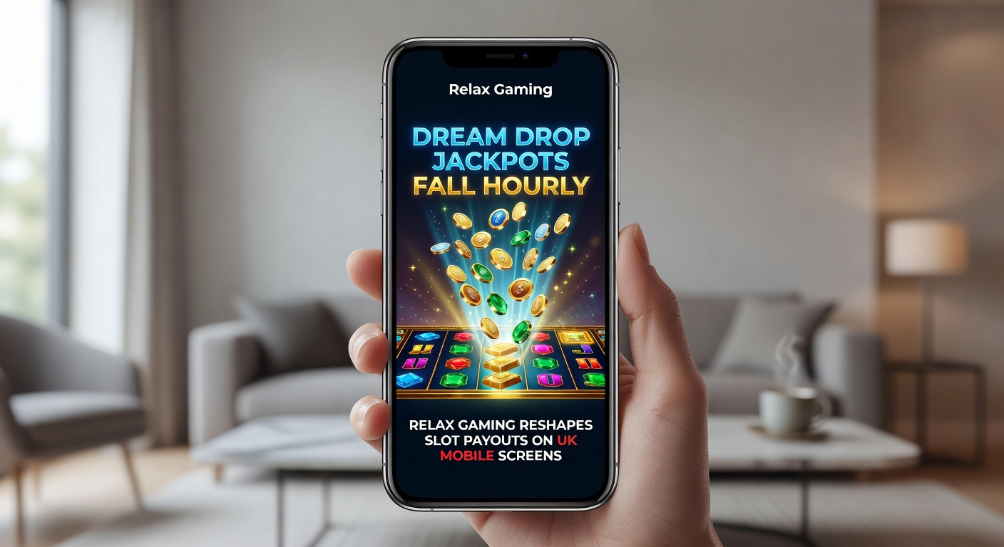 Mobile slot screen showing Dream Drop pots ticking down to hourly payout, with UK casino branding