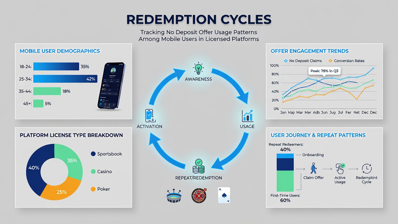 Analytics dashboard displaying redemption cycle data and mobile user behavior patterns on licensed platforms